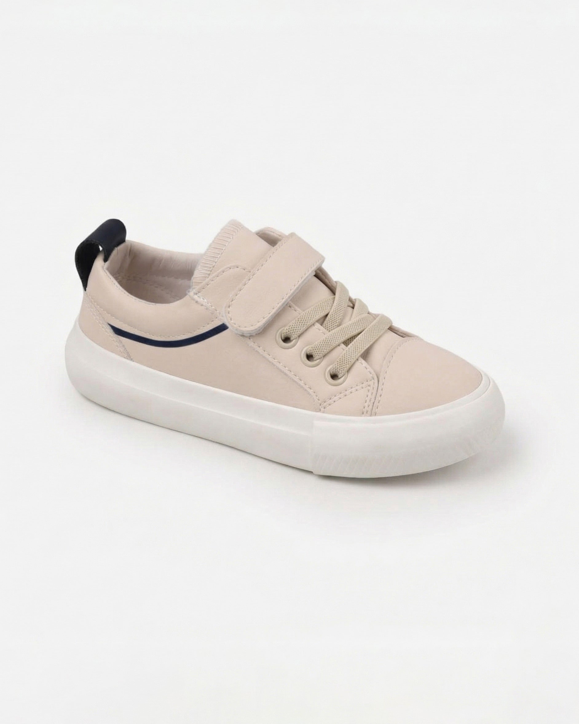 Boys Casual Velcro Strap Sneakers | Beige - Remint Kids Fashion