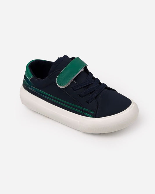Boys Classic Velcro Strap Sneakers | Dark Blue - Remint Kids Fashion