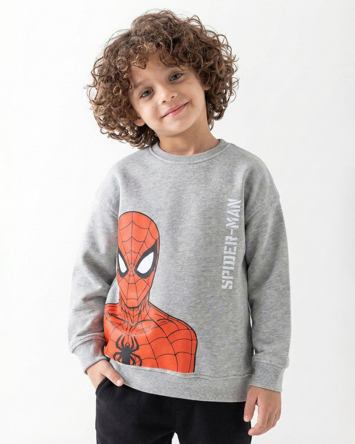 Boys Spider-Man Graphic Sweatshirt | Grey - Remint Kids Fashion