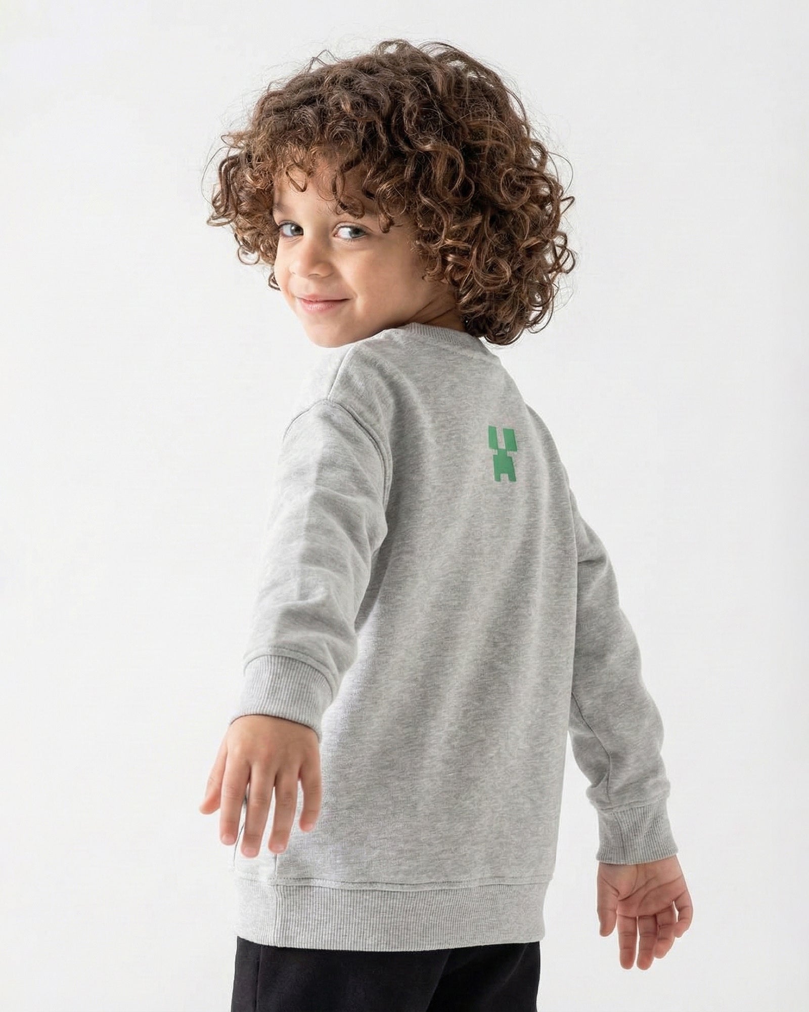 Boys Minecraft Print Sweatshirt | Grey - Remint Kids Fashion