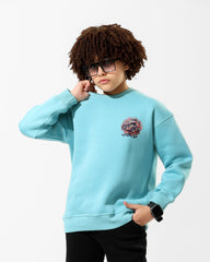Boys Jeep Graphic Sweatshirt | Turquoise - Remint Kids Fashion