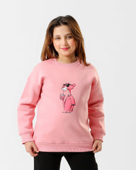 Girls Cool Panther Graphic Sweatshirt | Rose Pink - Remint Kids Fashion