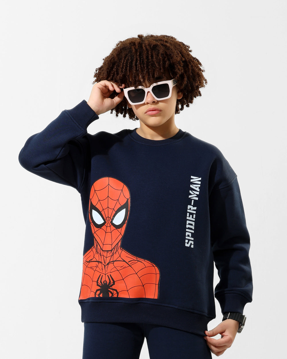 Boys Spider-Man Graphic Sweatshirt | Dark Blue - Remint Kids Fashion