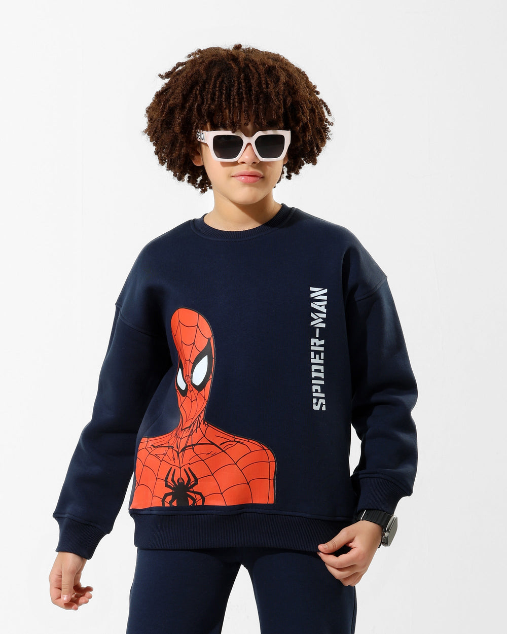 Boys Spider-Man Graphic Sweatshirt | Dark Blue - Remint Kids Fashion