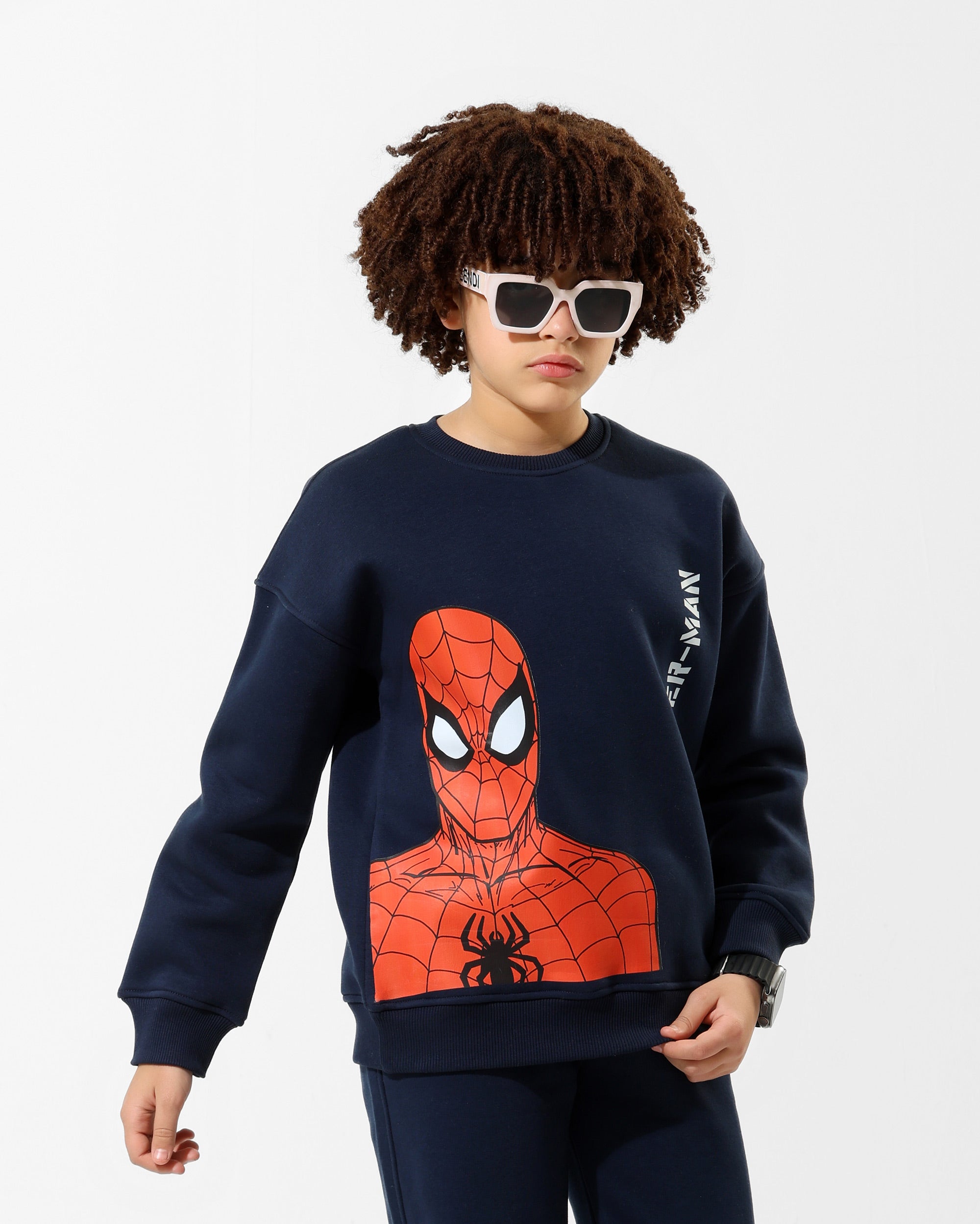 Boys Spider-Man Graphic Sweatshirt | Dark Blue - Remint Kids Fashion