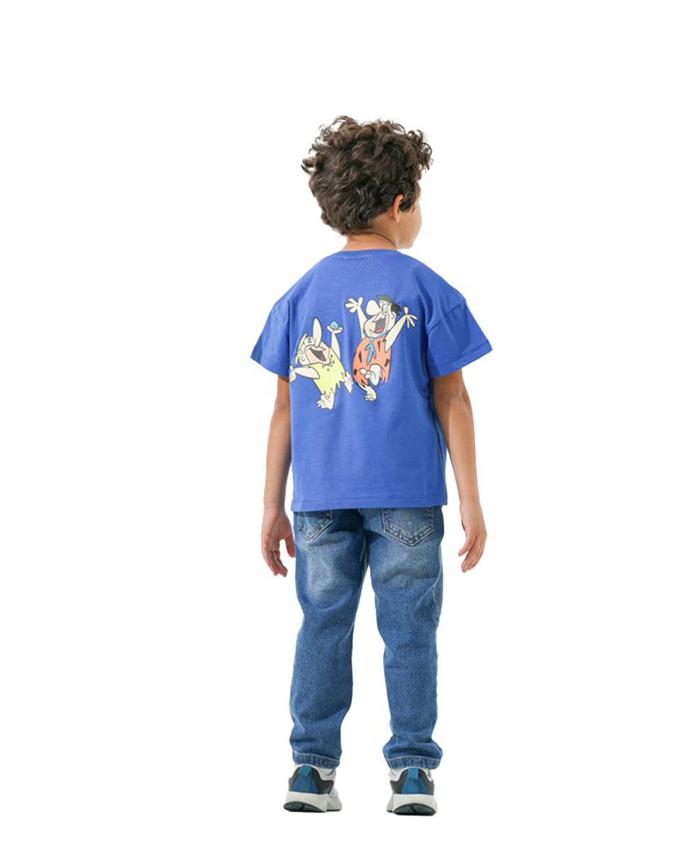 Boys Fred & Barney “Let’s Rock” Graphic T-Shirt | Blue - Remint Kids Fashion