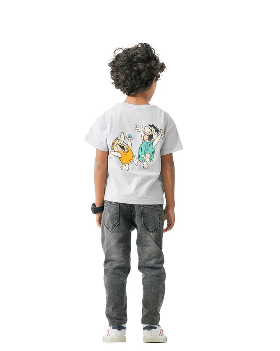 Boys Fred & Barney “Let’s Rock” Graphic T-Shirt | Grey - Remint Kids Fashion