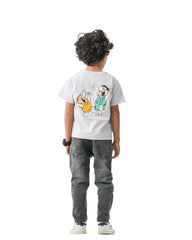 Boys Fred & Barney “Let’s Rock” Graphic T-Shirt | Grey - Remint Kids Fashion