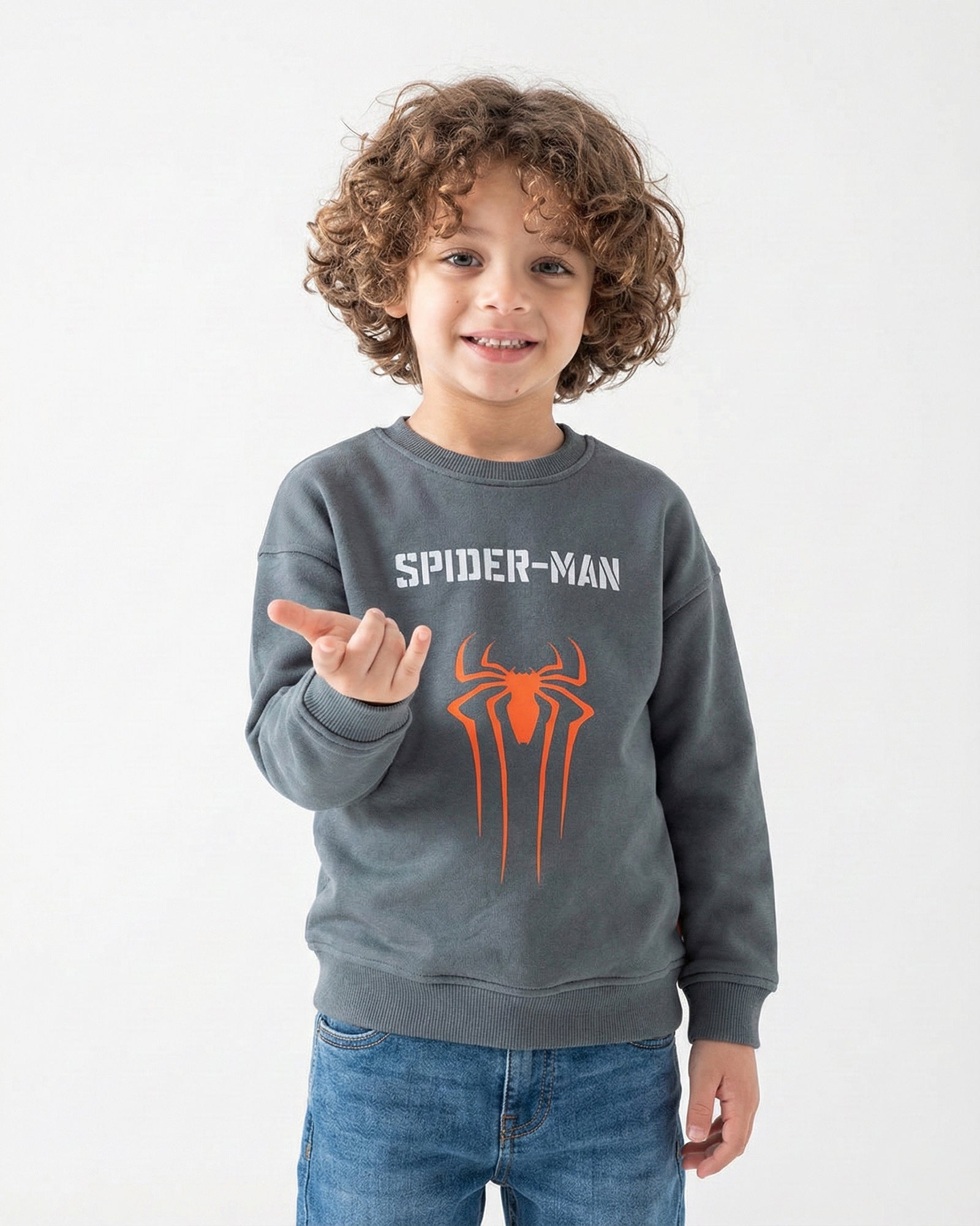 Boys Spider-Man Front & Back Print Sweatshirt | Dark Grey - Remint Kids Fashion