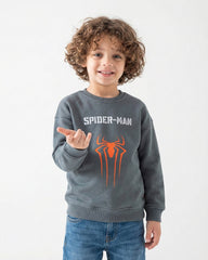 Boys Spider-Man Front & Back Print Sweatshirt | Dark Grey - Remint Kids Fashion