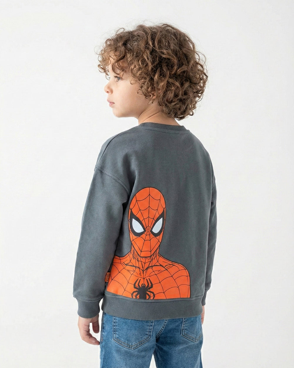Boys Spider-Man Front & Back Print Sweatshirt | Dark Grey - Remint Kids Fashion