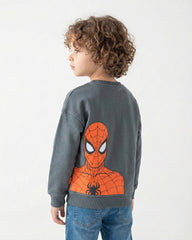 Boys Spider-Man Front & Back Print Sweatshirt | Dark Grey - Remint Kids Fashion