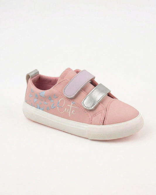 Girls Cute Butterfly Velcro Sneakers | Rose Pink - Remint Kids Fashion