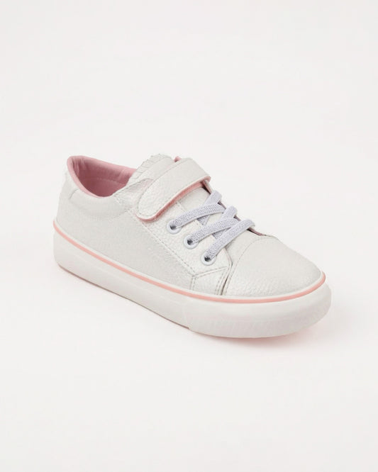 Girls Classic Velcro Strap Sneakers | White - Remint Kids Fashion