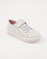 Girls Classic Velcro Strap Sneakers | White - Remint Kids Fashion