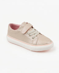 Girls Classic Velcro Strap Sneakers | Beige - Remint Kids Fashion