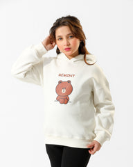 Girls Cute Bear Graphic Hoodie | Off-White - Remint Kids Fashion