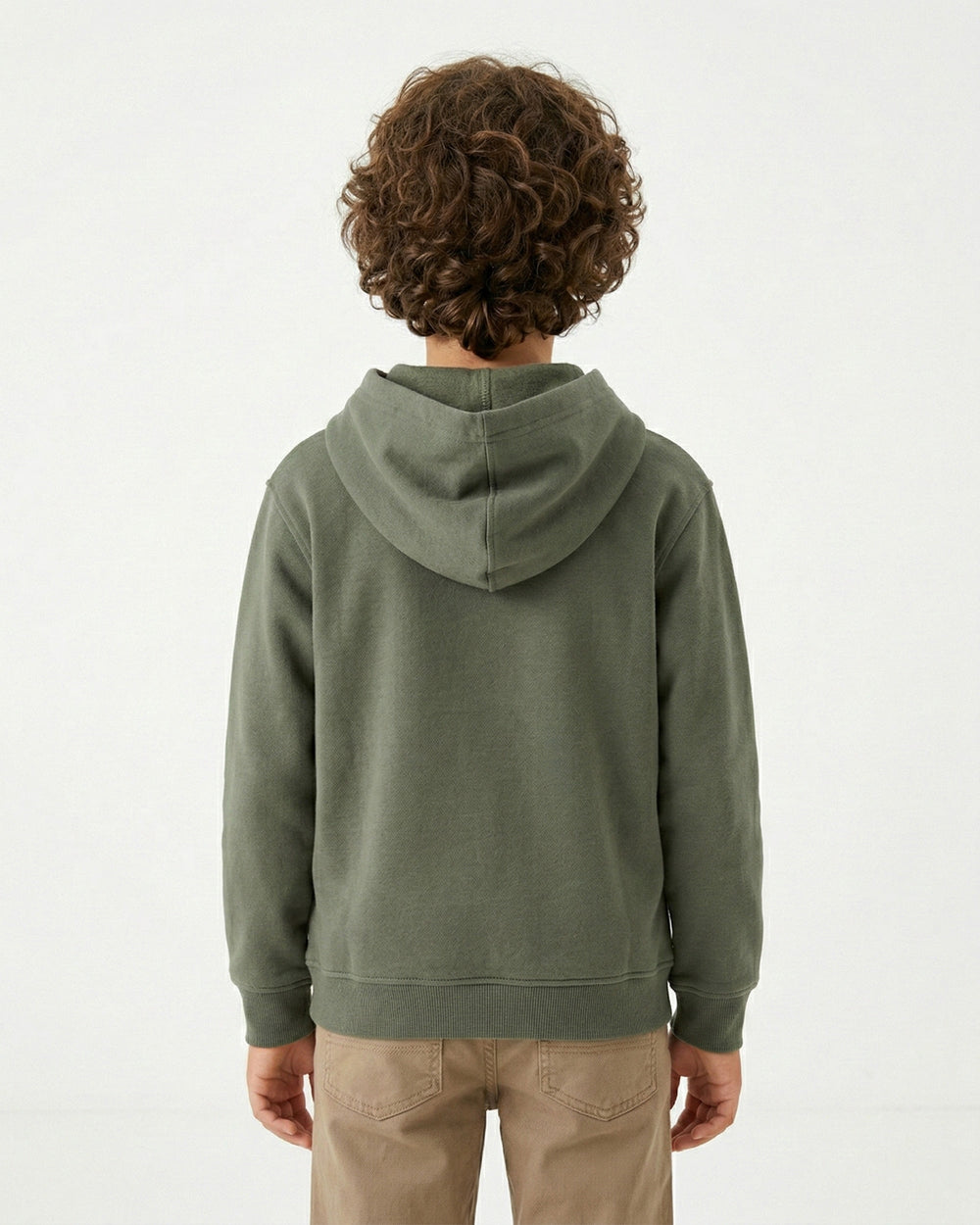 Boys Garfield Letter Patch Hoodie | Olive Green - Remint Kids Fashion