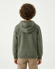 Boys Garfield Letter Patch Hoodie | Olive Green - Remint Kids Fashion