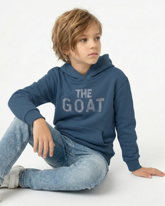 Boys The G.O.A.T Graphic Hoodie | Steel Blue - Remint Kids Fashion