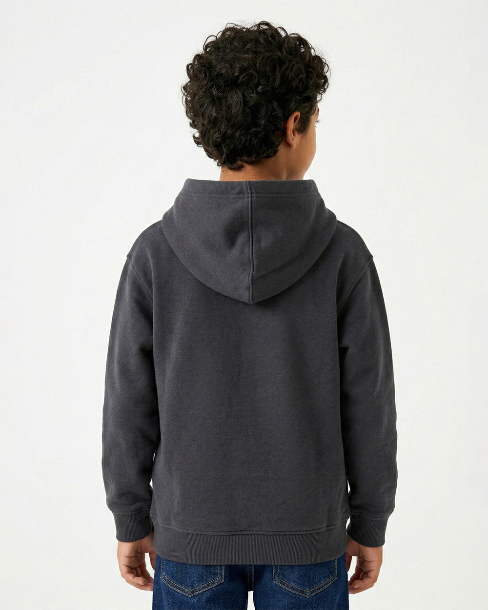 Boys Charlie Brown Patch Hoodie | Dark Grey - Remint Kids Fashion