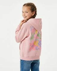 Girls Floral Back Print Hoodie | Rose Pink - Remint Kids Fashion