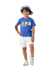 Boys Emoji Faces Graphic T-Shirt | Blue - Remint Kids Fashion