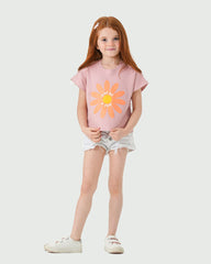 Girls Daisy “Give Me Sun” Graphic T-Shirt | Cashmere - Remint Kids Fashion