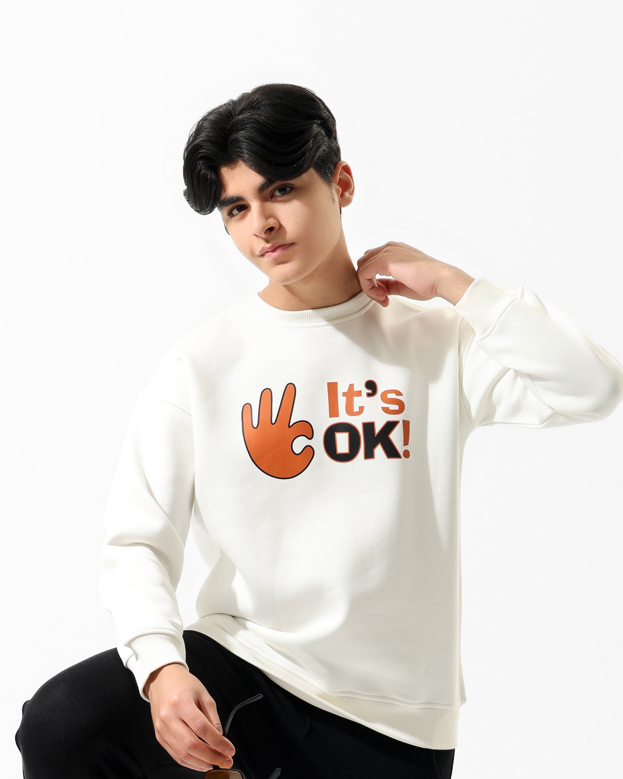 Boys "It’s OK" Graphic Sweatshirt | Off-White - Remint Kids Fashion