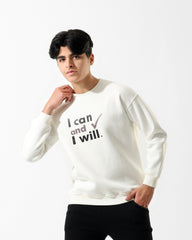 Boys "I Can and I Will" Printed Sweatshirt | Off-White - Remint Kids Fashion