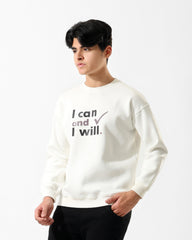 Boys "I Can and I Will" Printed Sweatshirt | Off-White - Remint Kids Fashion
