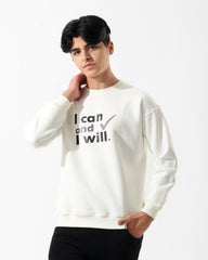 Boys "I Can and I Will" Printed Sweatshirt | Off-White - Remint Kids Fashion