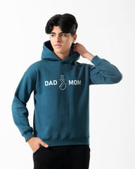 Boys Dad Mom Graphic Hoodie | Dark Teal - Remint Kids Fashion