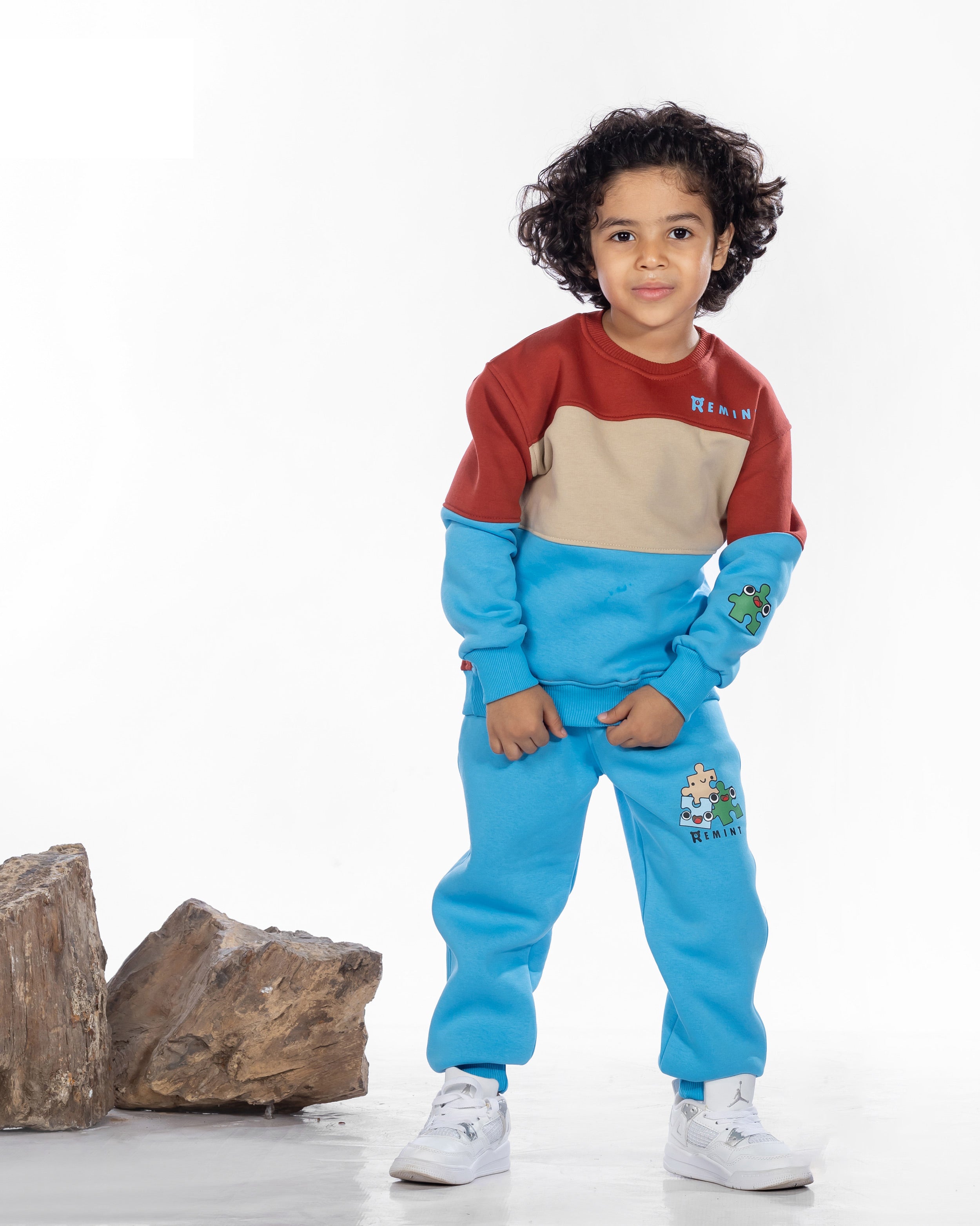 Boys Cotton Sweatshirt & Jogger Set | Burgundy - Remint Kids Fashion