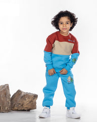 Boys Cotton Sweatshirt & Jogger Set | Burgundy - Remint Kids Fashion