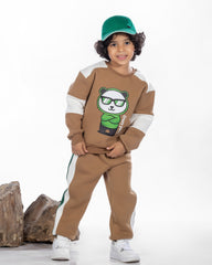 Boys Cotton Sweatshirt & Jogger Set | Camel - Remint Kids Fashion