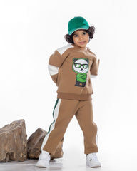 Boys Cotton Sweatshirt & Jogger Set | Camel - Remint Kids Fashion