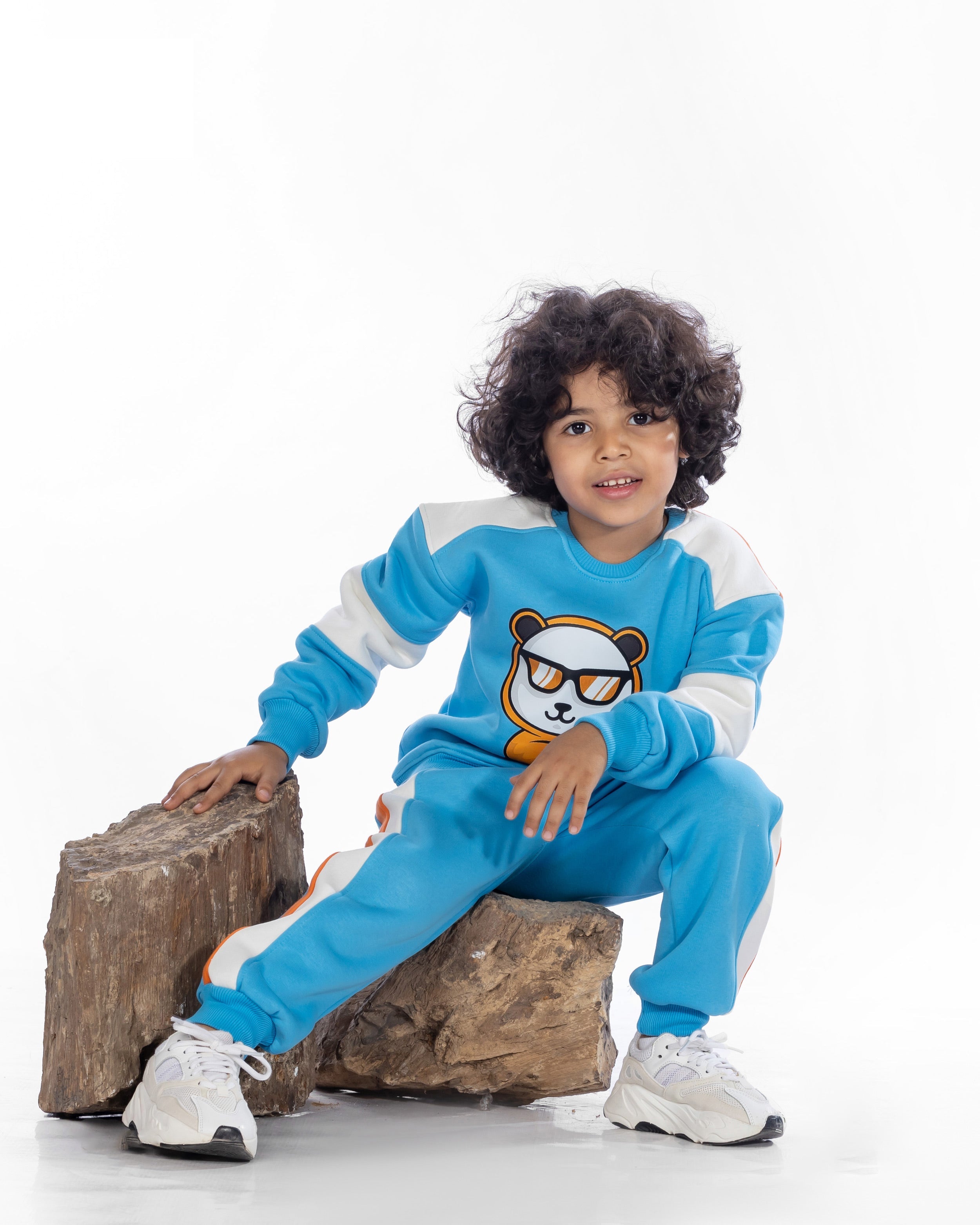 Boys Cotton Sweatshirt & Jogger Set | Turquoise - Remint Kids Fashion