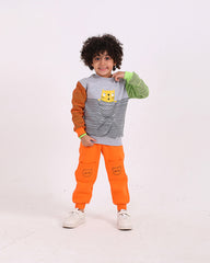 Boys Cotton Sweatshirt & Jogger Set | Grey - Remint Kids Fashion