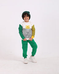 Boys Cotton Sweatshirt & Jogger Set | White - Remint Kids Fashion