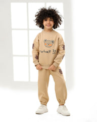 Boys Bear Graphic Set | Beige - Remint Kids Fashion