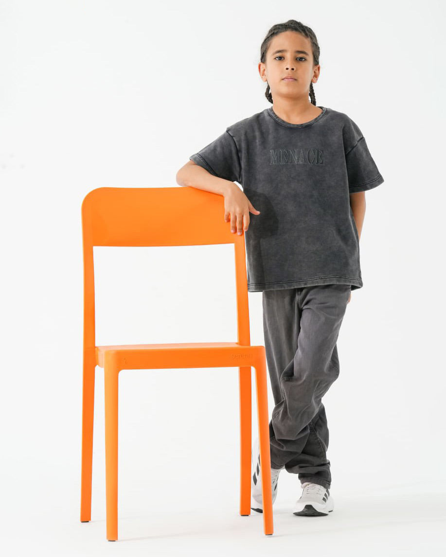 Boys Washed Effect “Menace” Oversized T-Shirt | Black - Remint Kids Fashion