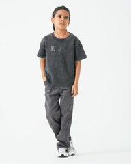 Boys Washed Effect “Menace” Oversized T-Shirt | Black - Remint Kids Fashion