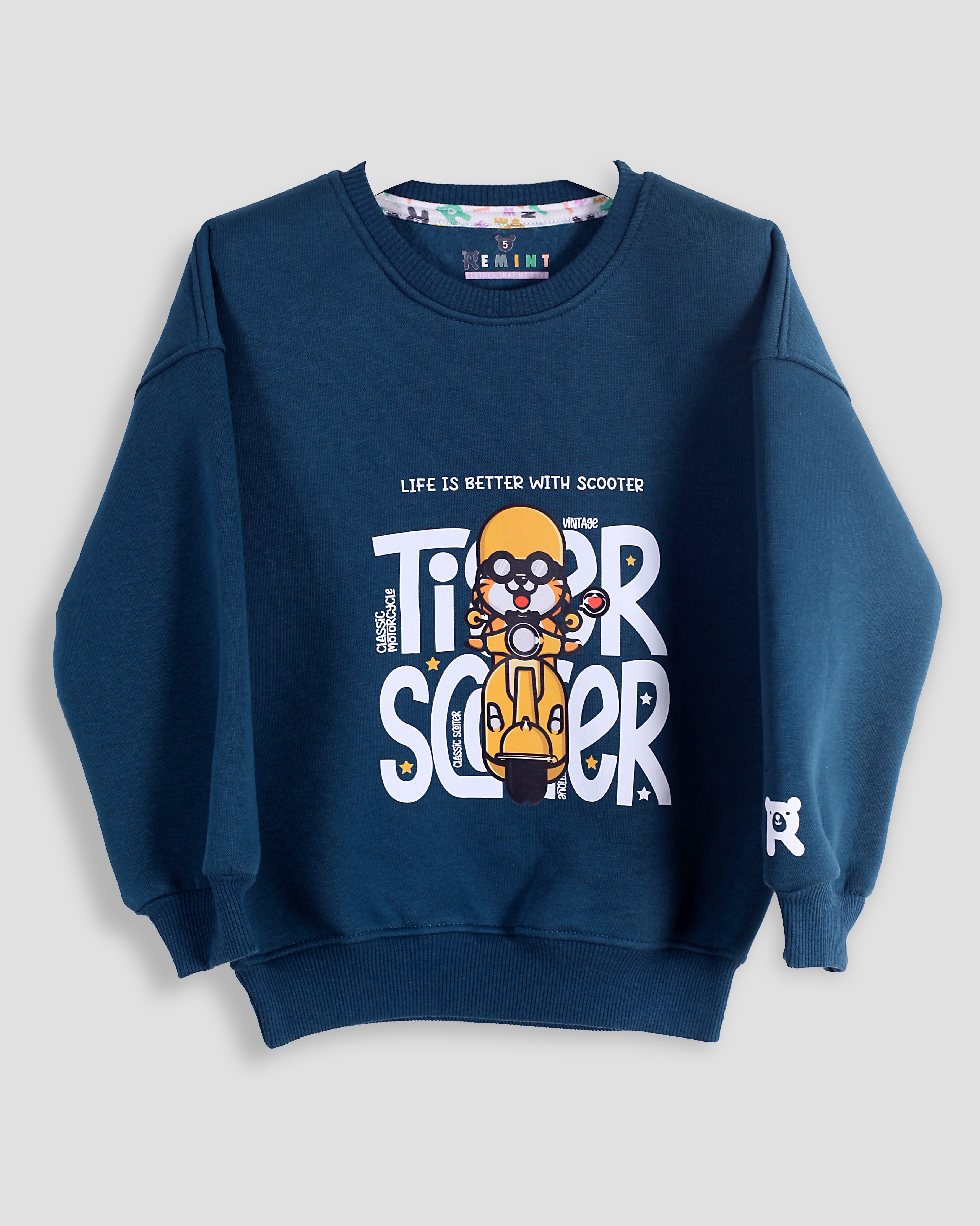 Cozy Graphic Sweatshirt | Dark Teal - Remint Kids Fashion