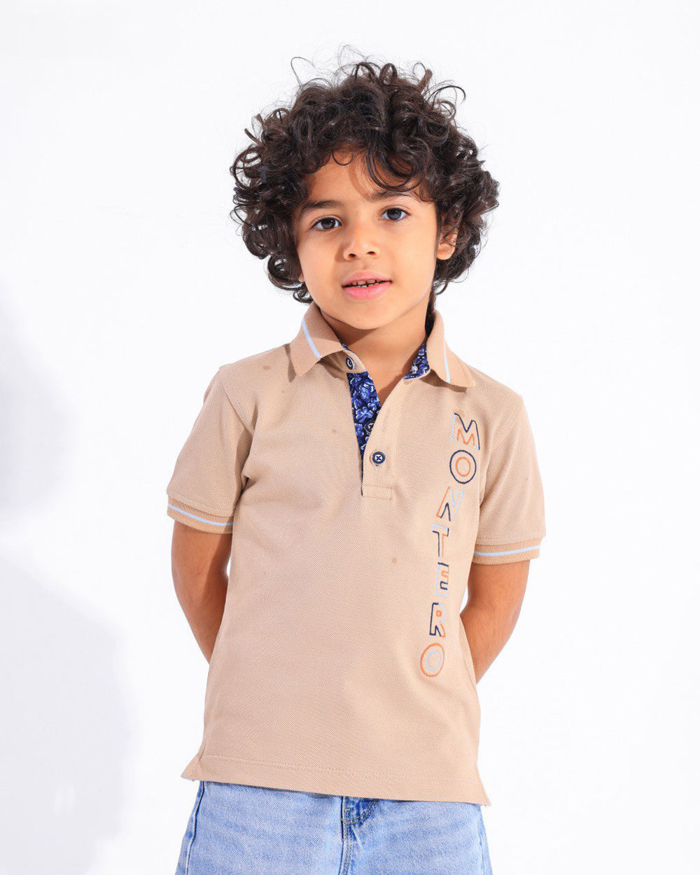 Boys Monte Carlo Graphic Polo T-Shirt | Beige - Remint Kids Fashion