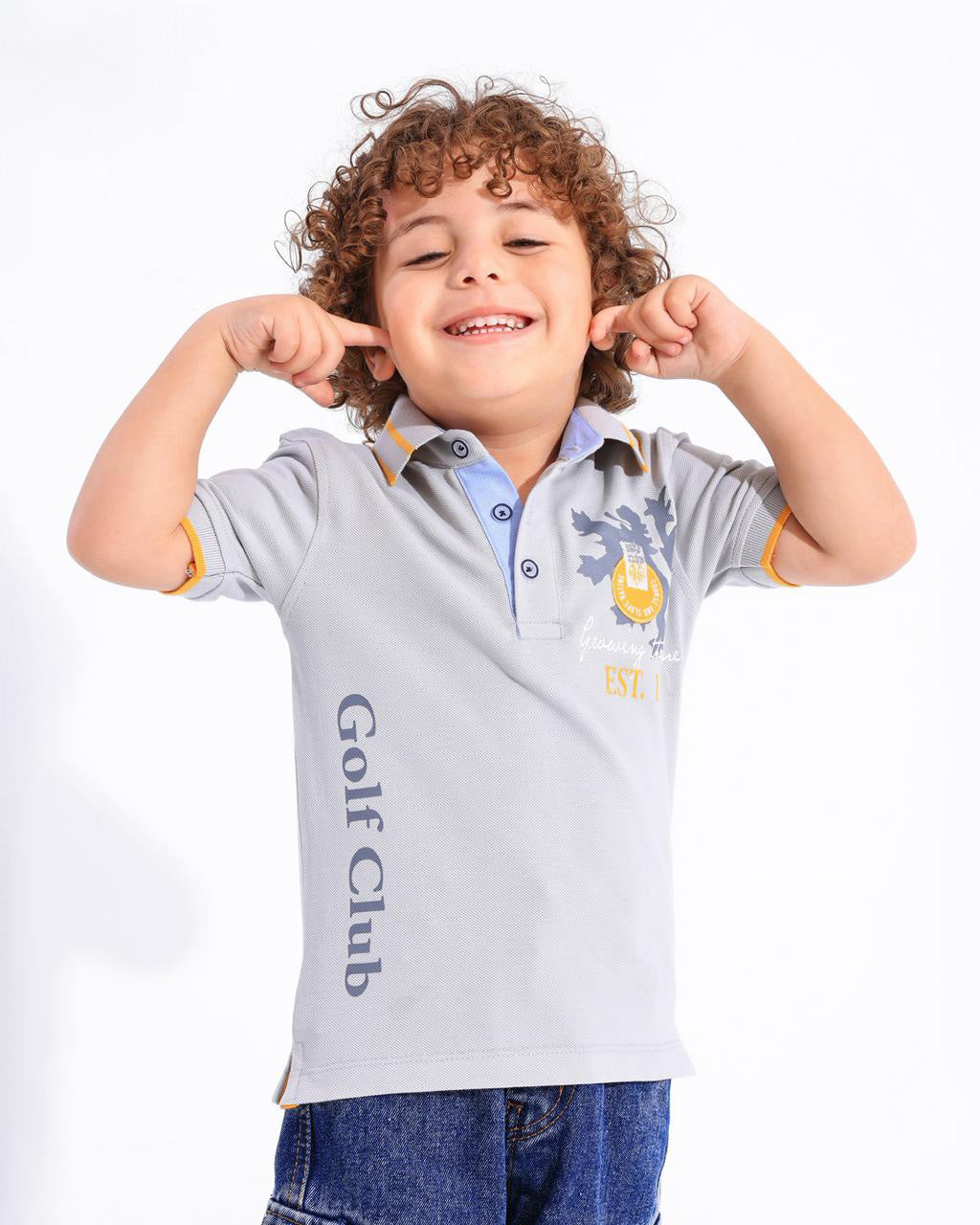 Boys Golf Club Graphic Polo T-Shirt | Grey - Remint Kids Fashion