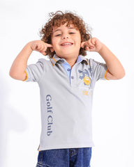 Boys Golf Club Graphic Polo T-Shirt | Grey - Remint Kids Fashion