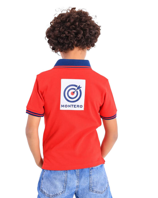 Boys Target Graphic Polo T-Shirt | Red - Remint Kids Fashion