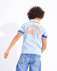 Boys Polo Tournament Graphic Polo T-Shirt | Sky Blue - Remint Kids Fashion