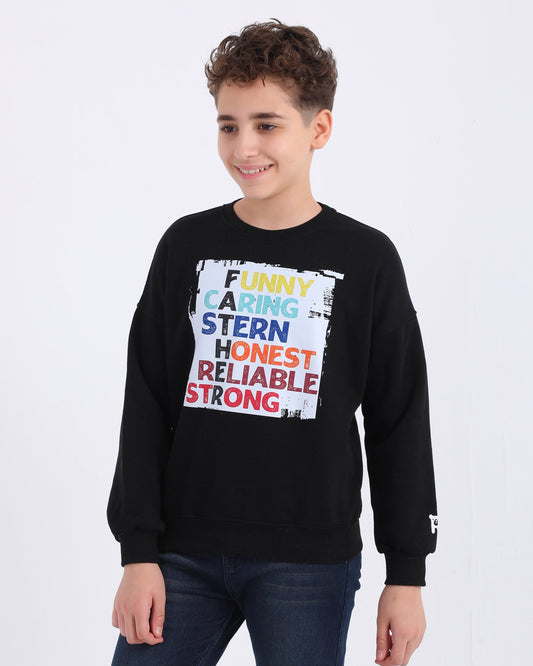 Cozy Graphic Sweatshirt | Black - Remint Kids Fashion